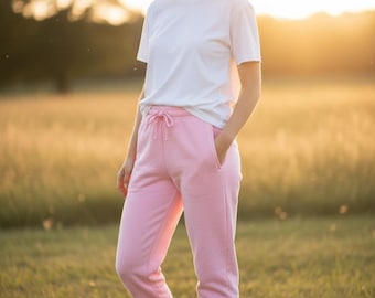 Equestrian loungewear pink sweatpants - black logo front and back