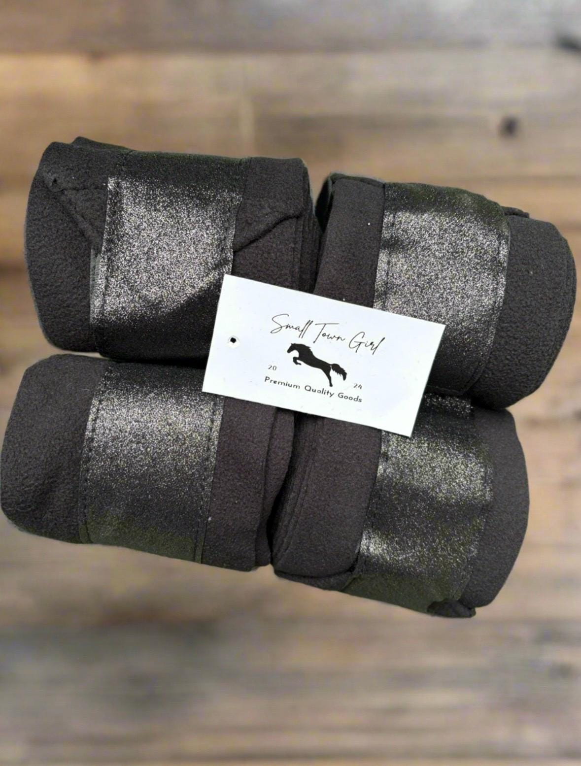 Horse - Black on Black glitters polo wraps