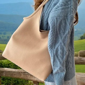 Leather Tote Bag for Women, Soft Vegan Leather Hobo Purse, Stylish Shoulder Bag, Birthday Gift for Her, Everyday Use & Work
