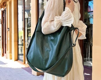 Bolso grande de piel vegana: bandolera holgada estilo hobo