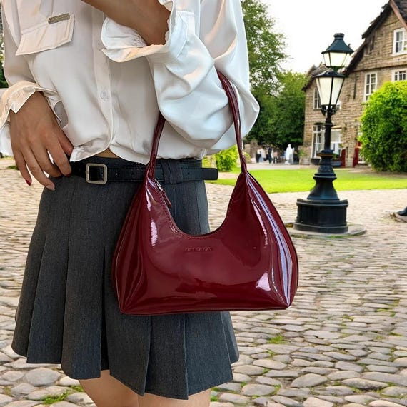 Leder Tragetasche Damen Lackleder Mode Umhängetasche