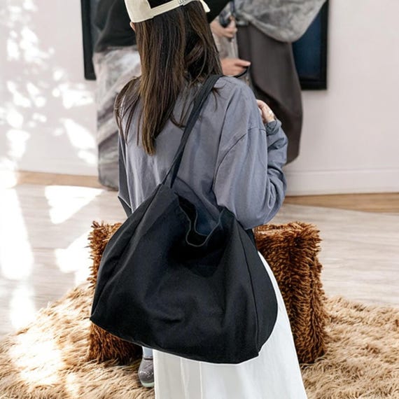 Large Canvas Shopper Tote: Eco Reusable Grocery Handbag