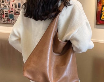 Bolso tote grande de piel sintética para mujer: bolso de hombro vintage extragrande, bolso informal para el trabajo, la oficina y los viajes.