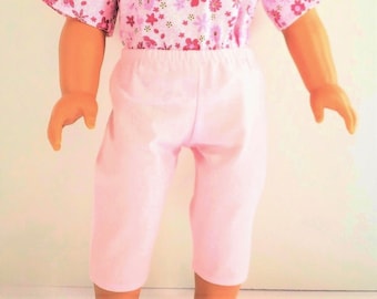 Doll Capri Pants / Pink Capri Doll Pants / Pedal Pushers Doll Pants / 18 Inch Doll Clothes / Doll Clothes / Doll Accessories