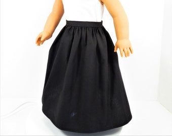 Doll Skirt / 9 Inch Black Ankle Length Gathered Doll Petticoat / 18 Inch Doll Clothes / Doll Clothes / Doll Accessories