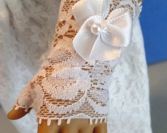 White Fingerless Lace Stretch Doll Gloves / First Communion / Confirmation / Flower Girl Gift / Doll Accessories / 18 Inch Doll Clothes