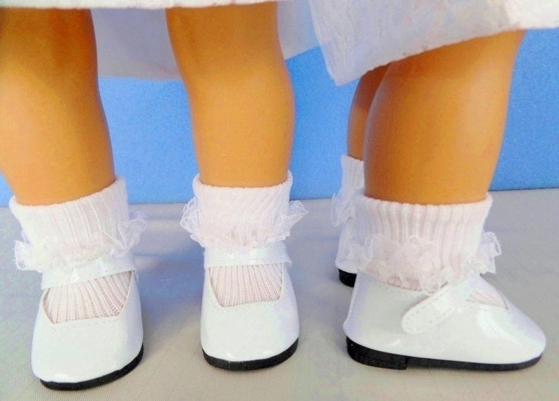 Doll Socks / White Mary Jane Doll Shoes 