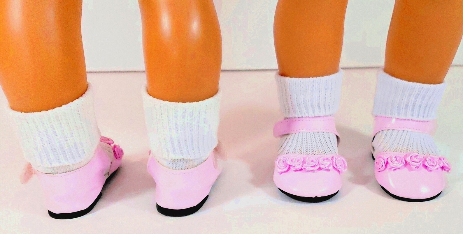 Doll Shoes and Doll Socks / Pink Roses Doll Shoes with White Etsy