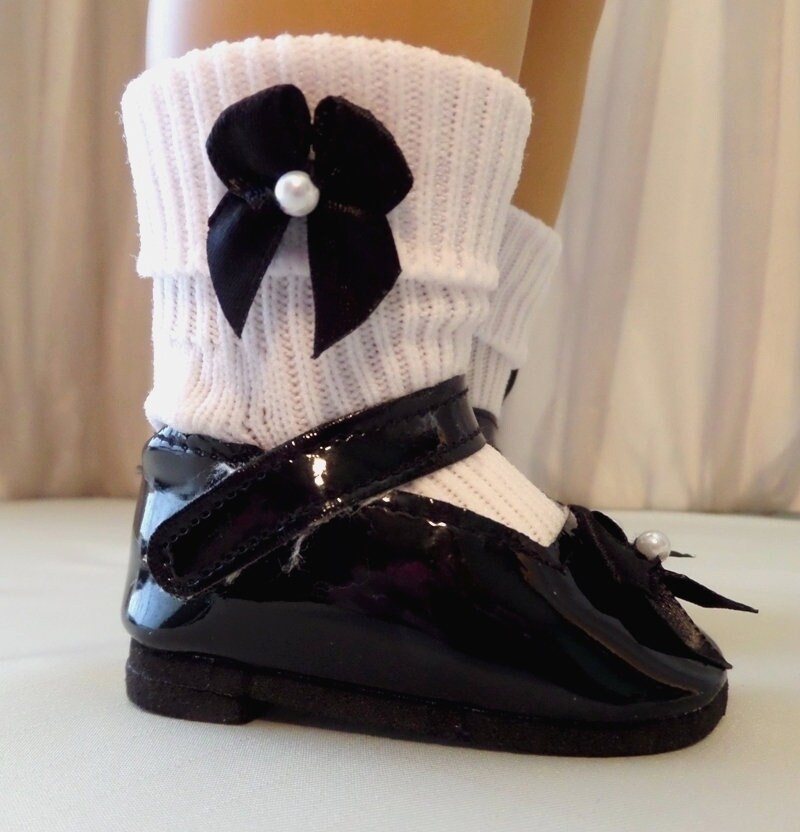 Black Mary Jane Bow Doll Shoes and White Ankle Socks with Etsy