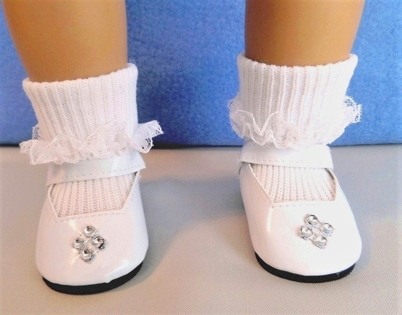 Doll Shoes and Doll Socks / White Rhinestone Doll Shoes With Etsy