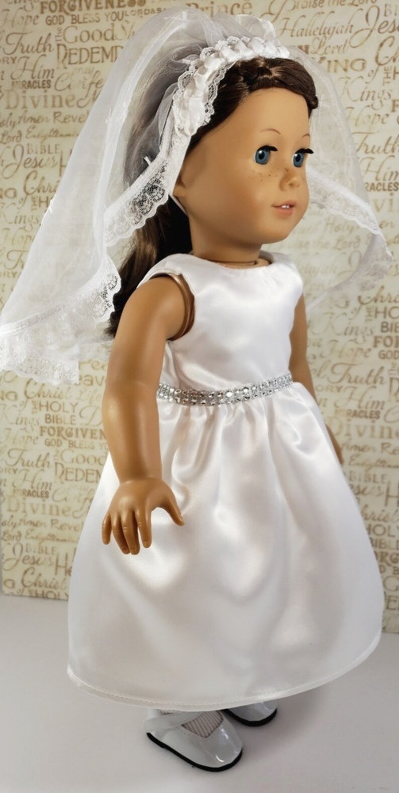 Communion Wedding Bridal Dress W Veil For American Girl 18 Doll