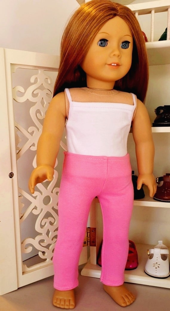 Lavender Floral Top,Purse /& White Leggings fits 18/" American Girl Doll Clothes