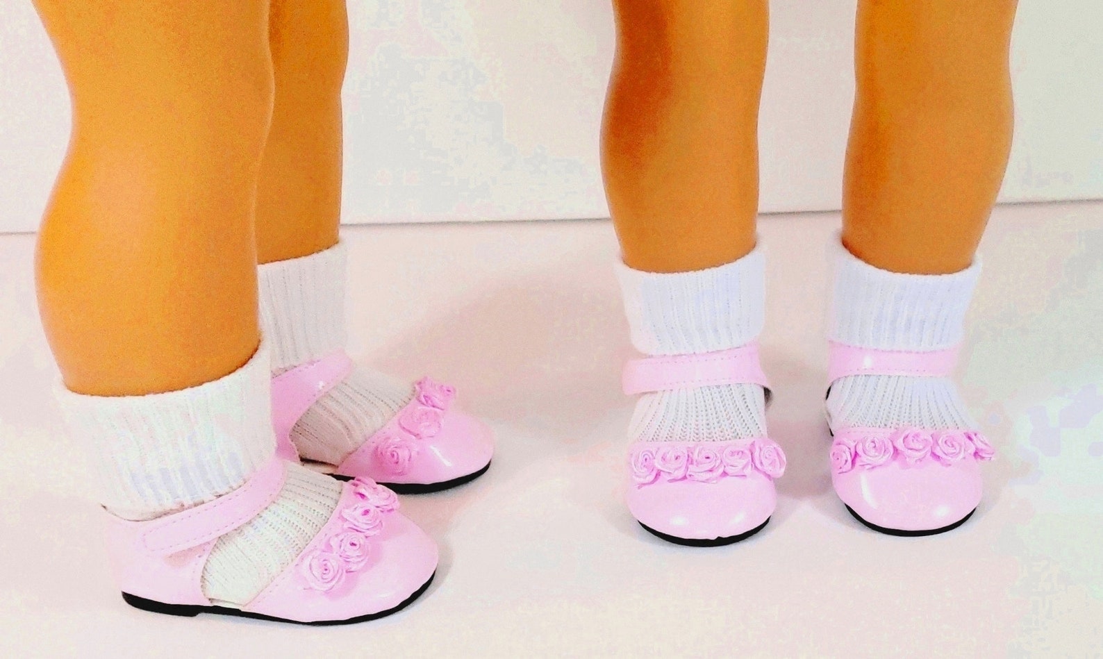 Doll Shoes and Doll Socks / Pink Roses Doll Shoes with White Etsy