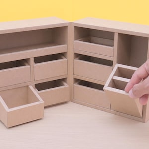 Manualidades con cartón: Plantilla imprimible de caja de herramientas A4 a escala 1/2