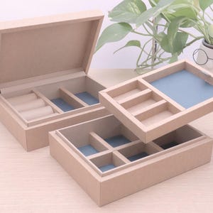 Manualidades con cartón: caja de joyería (apilable, tapa que se mantiene cerrada) Plantilla imprimible a escala 1/2 A4