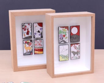 Schatten Box Rahmen DIY aus upcycled Karton A4 Printable 1/2 Scale Template