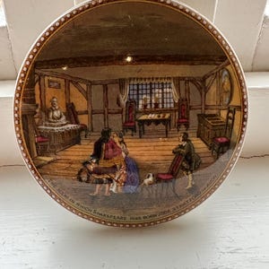 19th Century Prattware Pot Lid - The Room in Which Shakespeare Was Born