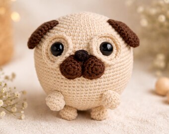 Crochet Pug Pattern: Amigurumi Dog Plush Toy (PDF Tutorial)