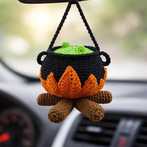 Crochet Halloween Cauldron Pattern: Amigurumi Hanging Pot (PDF Pattern)