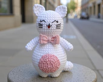 Patrón de peluche de gato a crochet: Tutorial en PDF de gatito amigurumi (juguete terminado de 25 cm)