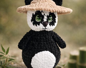 Patrón de crochet de panda de peluche: Amigurumi de costura baja (Patrón PDF)