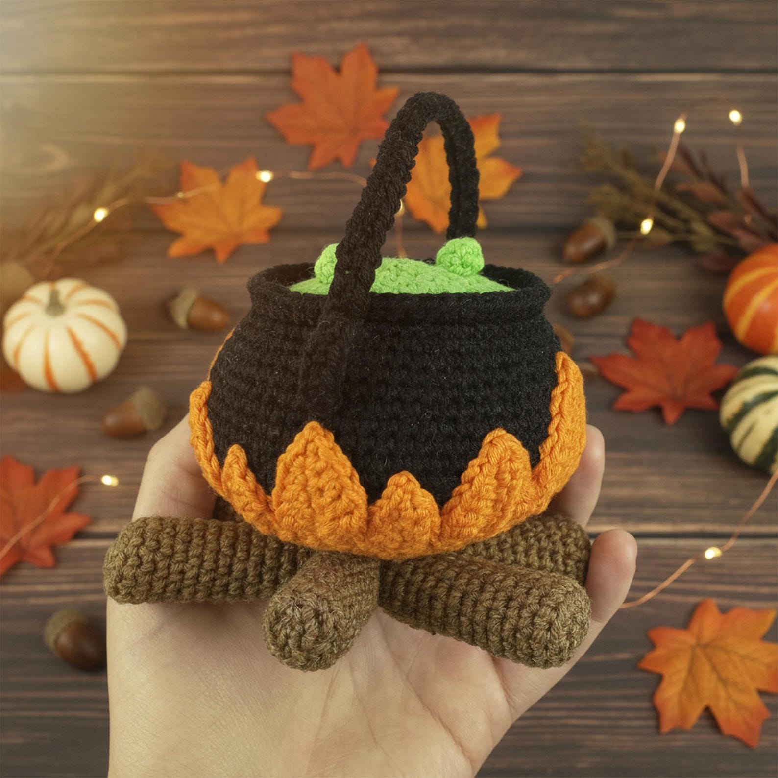 Cauldron Pattern Crochet Halloween Cauldron Pattern: Amigurumi Hanging Pot (PDF Pattern ...