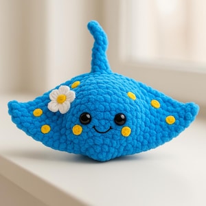 Crochet Stingray Pattern PDF Amigurumi Ray Plush Toy in English Cute Sea Animal Crochet Pattern Beginner Friendly