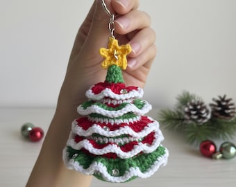 Haakpatroon kerstboom sleutelhanger - kerstornament amigurumi pdf-zelfstudie