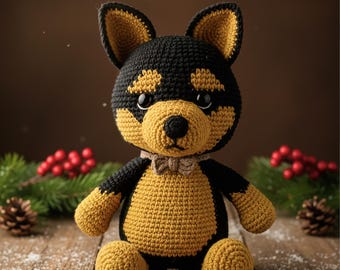 ジャーマンシェパードのかぎ針編みパターン、あみぐるみのかぎ針編み