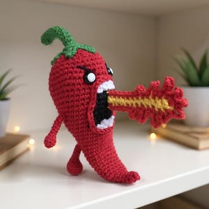 Amigurumi Chili Pepper Crochet Pattern PDF Funny Fire Plush Vegetable DIY Home Decor Gift Idea