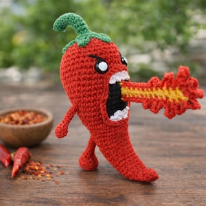 Amigurumi Spicy Chili Crochet Pattern: Fire Breathing Plush (PDF Pattern)