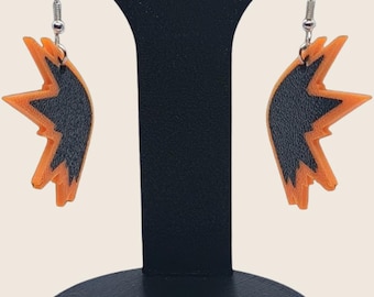Ohrringe mit orangefarbenen Flügeln | Leichter Anime-Cosplay-Schmuck | 3D-gedruckte Ohrringe