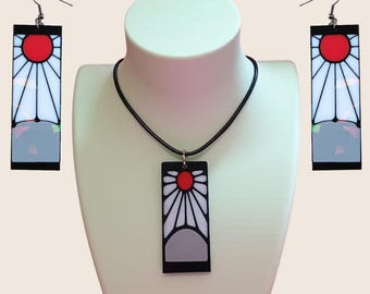 Holografisches Sonnenkrieger-Amulett | Anime Hanafuda Cosplay-Schmuck | Japanisch inspirierter Schmuck