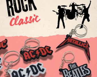Schlüsselanhänger von Rock Legend Tribute Keychain E-Gitarrist Geschenk | Classic Rock Band inspiriertes Accessoire | Musik-Fan-Schlüsselanhänger | Hergestellt in Großbritannien
