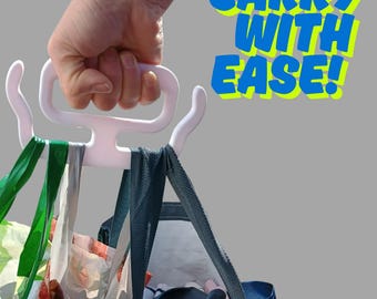 Ergonomischer Hochleistungs-Taschenträger | Multi-Bag Griffhalter | Handschmerzlinderung für den Lebensmitteleinkauf | 3D gedruckte Stärke | Hergestellt in Großbritannien