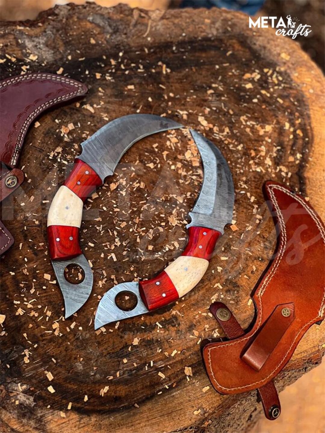 Handmade Damascus Steel Karambit Knife Pair - Razor Sharp, Hand Forged ...