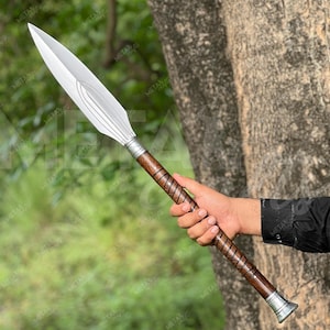 Hand Forged Viking Spear: Rosewood Handle, Leather Sheath - Medieval Decor