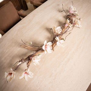 Driftwood Floral Centerpiece: Magnolia Vine, Glass Tea Light Holders