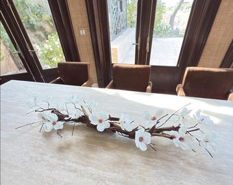 Magnolia Flower Arrangment Floral Centerpiece: Coastal Farmhouse Table Decor