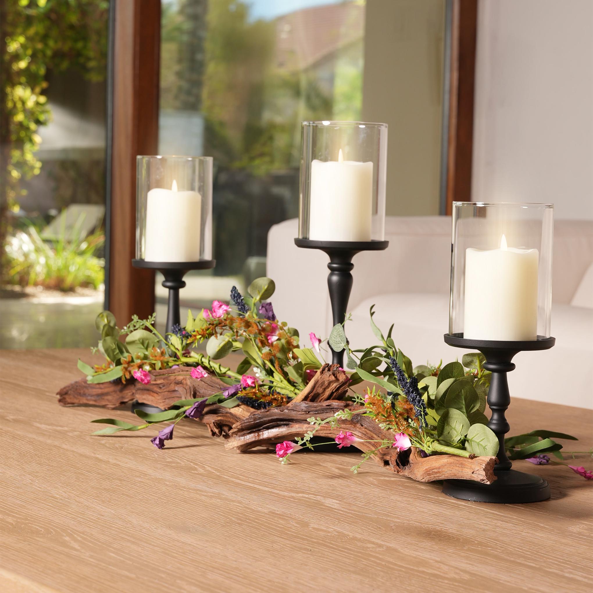 Bougeoir En Bois Flotté Avec Bougies - Décoration Oiseaux - Fait Main UK