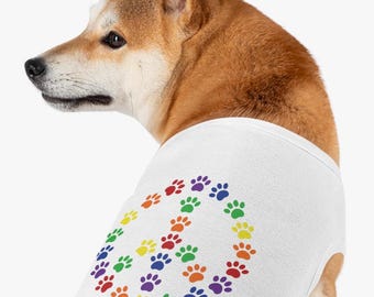 Rainbow Paw Print Peace Sign Pet Tank Top