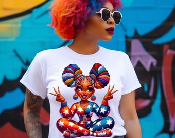 Chica negra patriótica PNG: 4 de julio, Juneteenth, bandera de EE. UU. (Descarga digital)