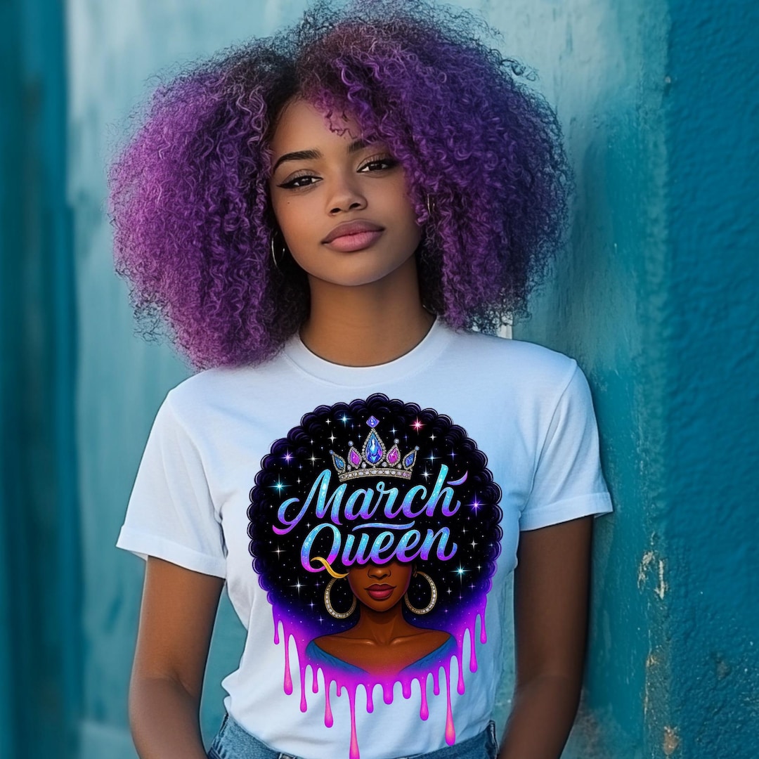 Afro Queen Birthday PNG: Dripping Crown Black Girl Sublimation (digital ...