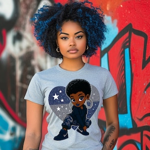 Bold Afro Girl PNG | Cute Black Girl Digital Art | DTF & Sublimation Design | Instant Digital Download | Melanin Magic Clipart