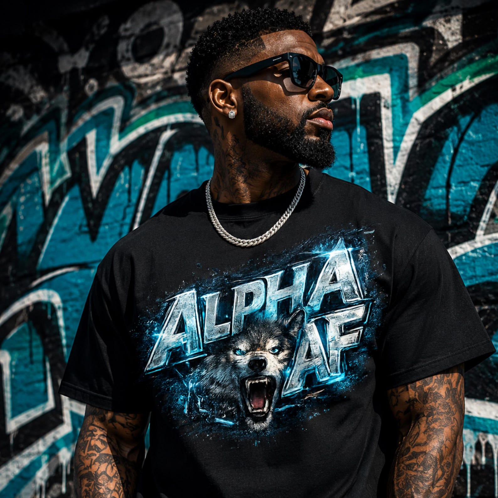 Alpha AF Wolf T-shirt, Fierce Wolf Graphic Tee, Savage Alpha Male Shirt ...