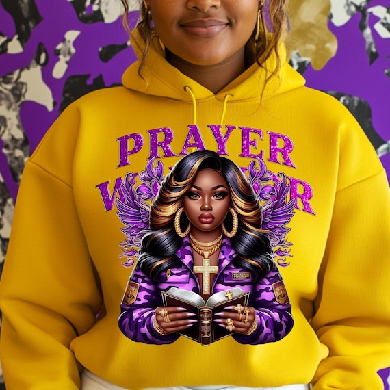 Prayer Warrior Digital PNG Design | Purple Faith Art for DTF & Sublimation | Christian Printable