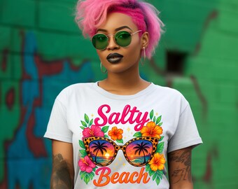 Salty Beach PNG: Design a sublimazione di occhiali da sole tropicali (download digitale)