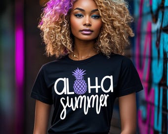 Aloha Sommer PNG: Ananas Tropisches Shirt Design (Digitaler Download