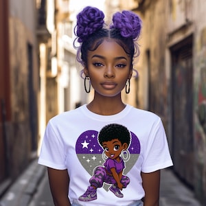Bold Afro Girl PNG | Cute Black Girl Digital Art | DTF & Sublimation Design | Instant Digital Download | Melanin Magic Clipart