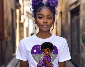 Afro Girl PNG: Melanin Magic Digital Art for DTF & Sublimation